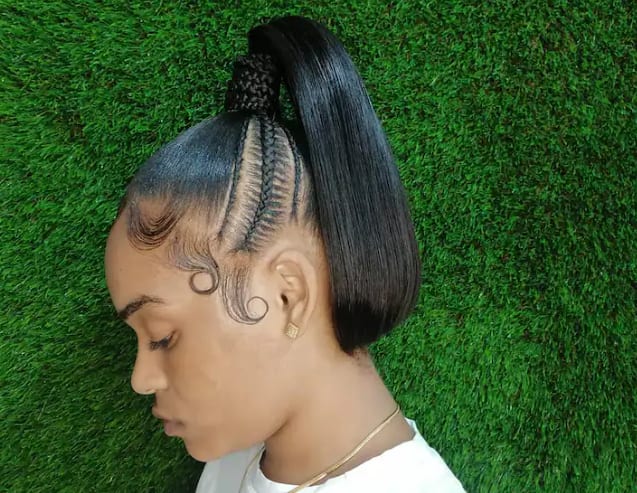 High braided ponytail weave designs