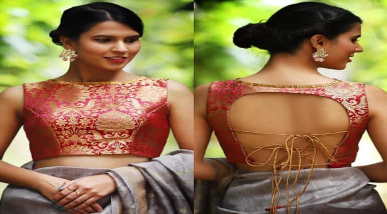 backless choli long sleeve - Google Search | Backless blouse designs,  Backless blouse, Blouse designs