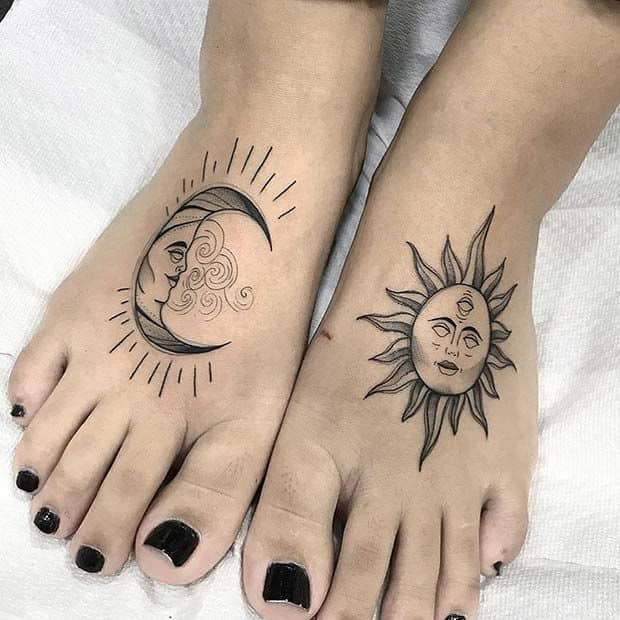 matching sun and moon tattoos