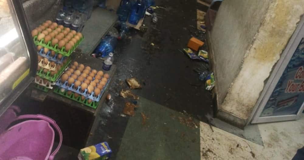The aftermath of looting at Muhindi Mweusi Supermarket in Tasia.