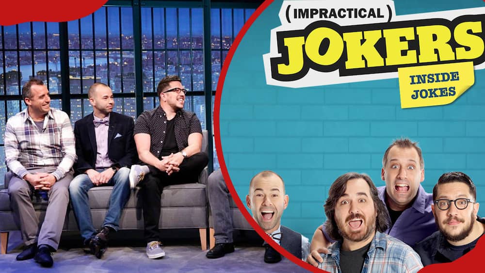 The Impractical Jokers during an interview with host Seth Meyers