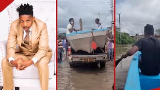 Eric Omondi Uses Boat to Rescue Kenyans Marooned by Floods in Athi River, Blasts Government