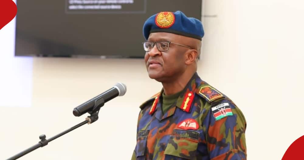 Late general Ogolla officiating the annual KDF Sergeant Majors’ seminar in Embakasi in September 2023.