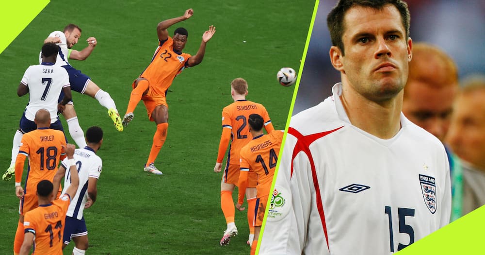 Jamie Carragher was unimpressed with the penalty awarded to England during their semi-final clash with the Netherlands on Wednesday, July 10.