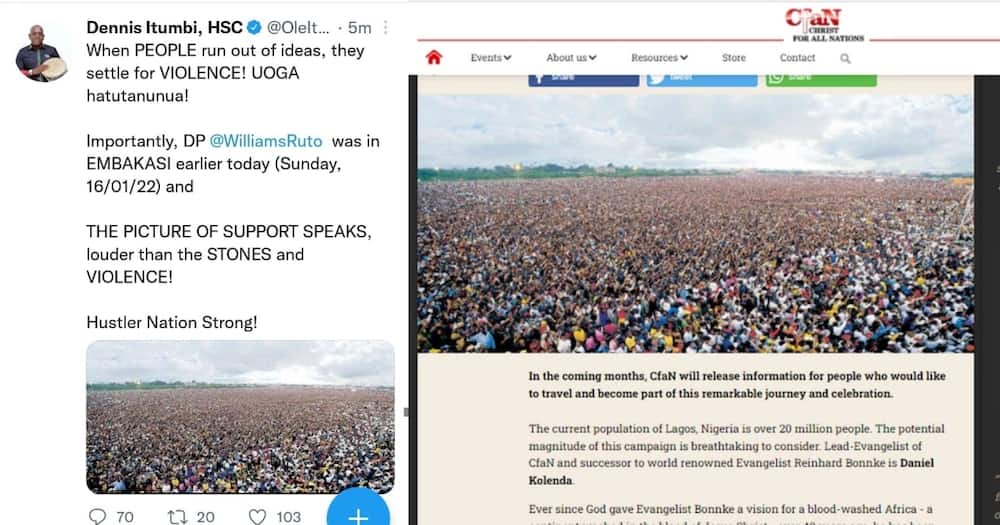 Dennis Itumbi Forced to Delete Misleading Photo of Crowds Attending William Ruto's Rally