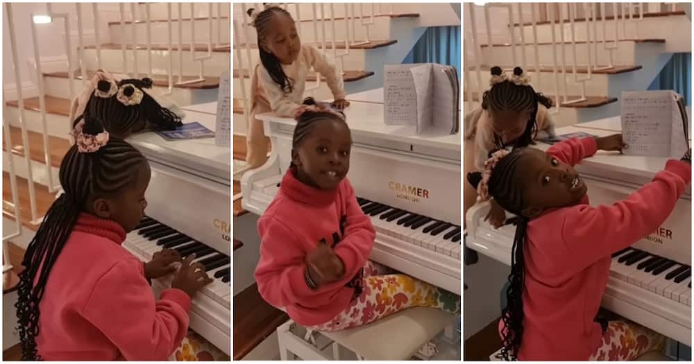 Mueni Bahati plays grand piano.