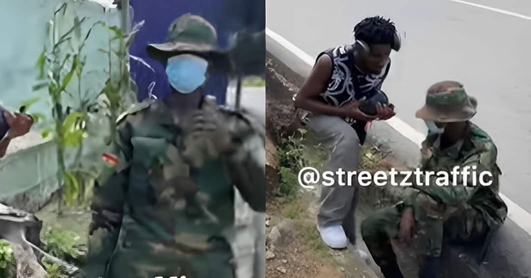 Ghanaian Soldier Man In Tears As Girlfriend Serve Him Hot Broken Heart
