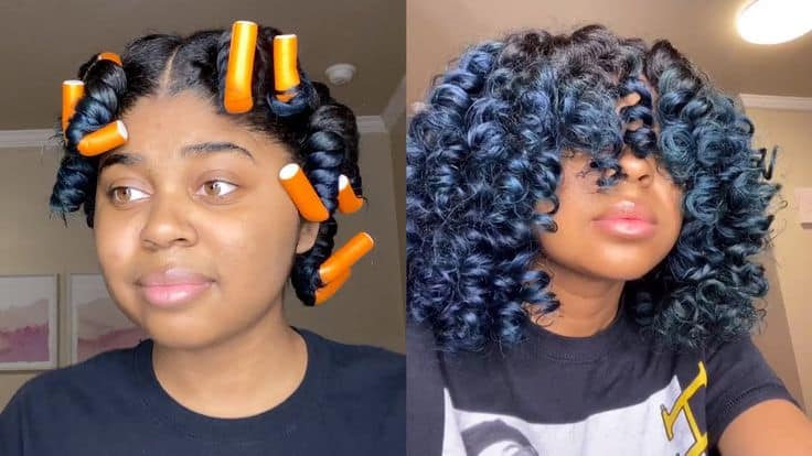 Woman with flexi rod curls