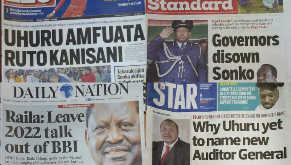 Magazeti ya Kenya Jumatatu, Desemba 9: Raila asema Mudavadi anaugua maradhi ya kumbukumbu