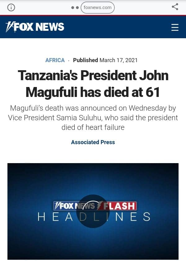 How international media covered John Pombe Magufuli's death