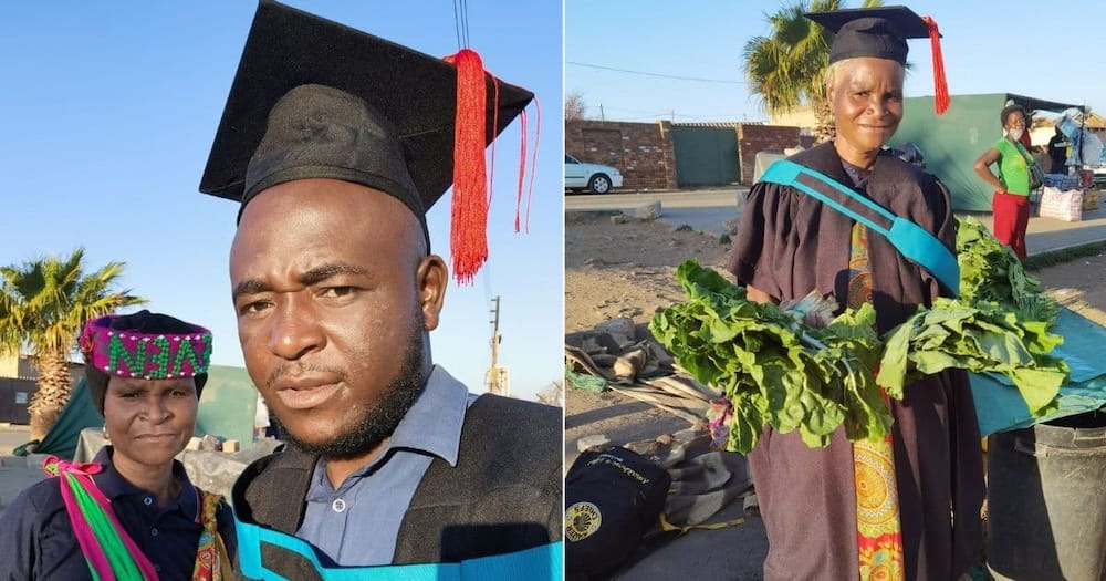 Chauke and his mom on his graduation.