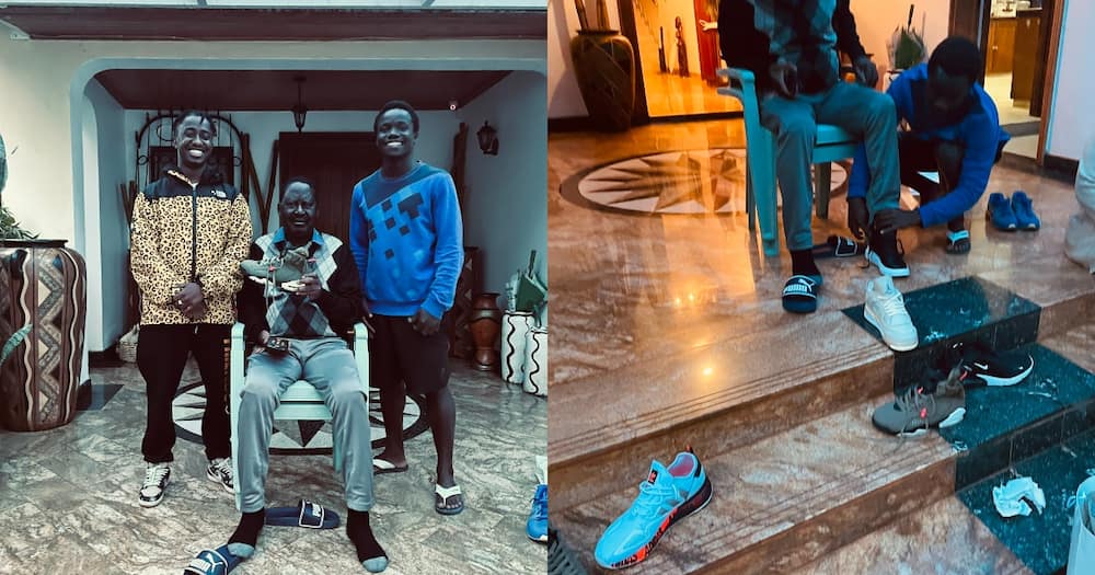 Raila Odinga Thrilled After Visitors Gift Him Pair of Sneakers instead of a Goat