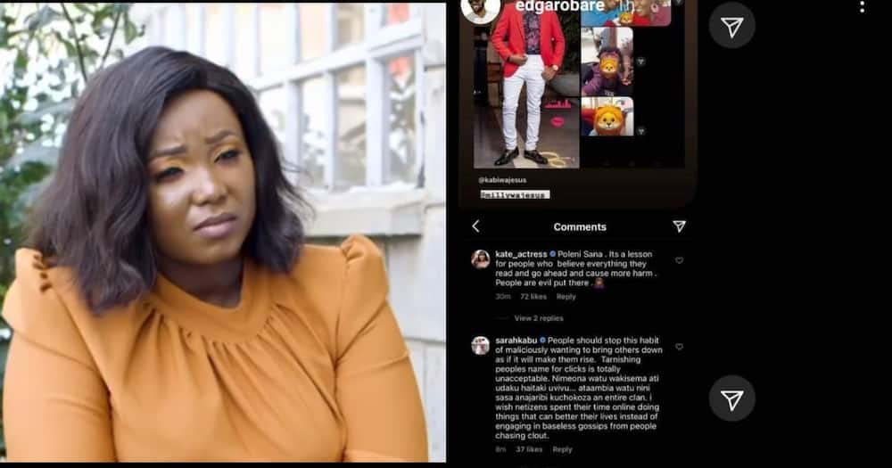 Screenshot of Kate Actress, Sarah Kabu defending Kabi and Milly over baby Abby paternity in past emerge