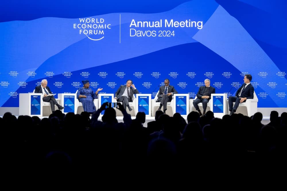 Rwanda's President Paul Kagame (third from right) at the World Economic Forum. He said African start-ups lack funding at a global level