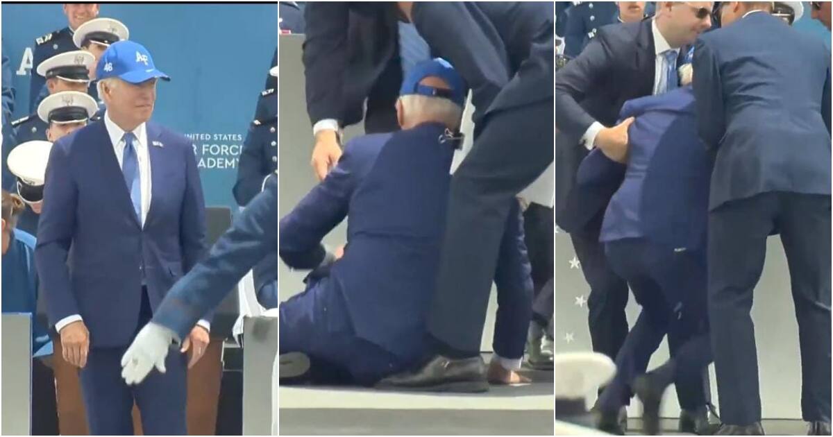 Joe Biden Trips And Falls On Stage At Us Airforce Graduation Ceremony ...