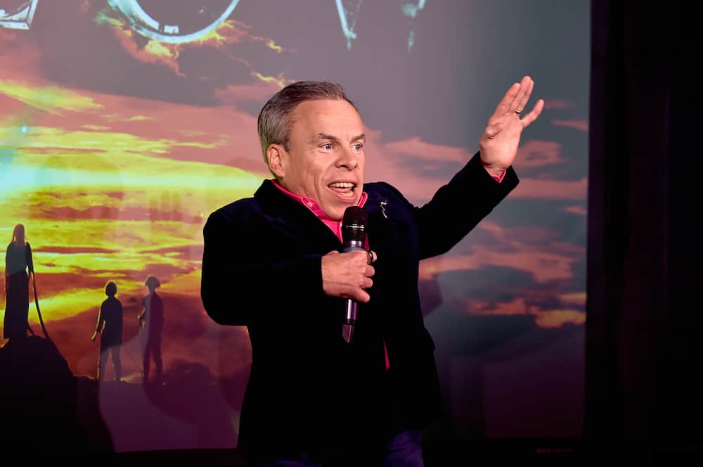 Warwick Davis speaks during a special influencer screening of Willow at The Magic Castle