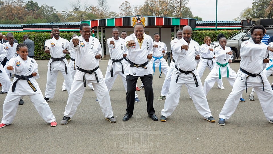 Uhuru shows impressive martial art skills, awarded black belt