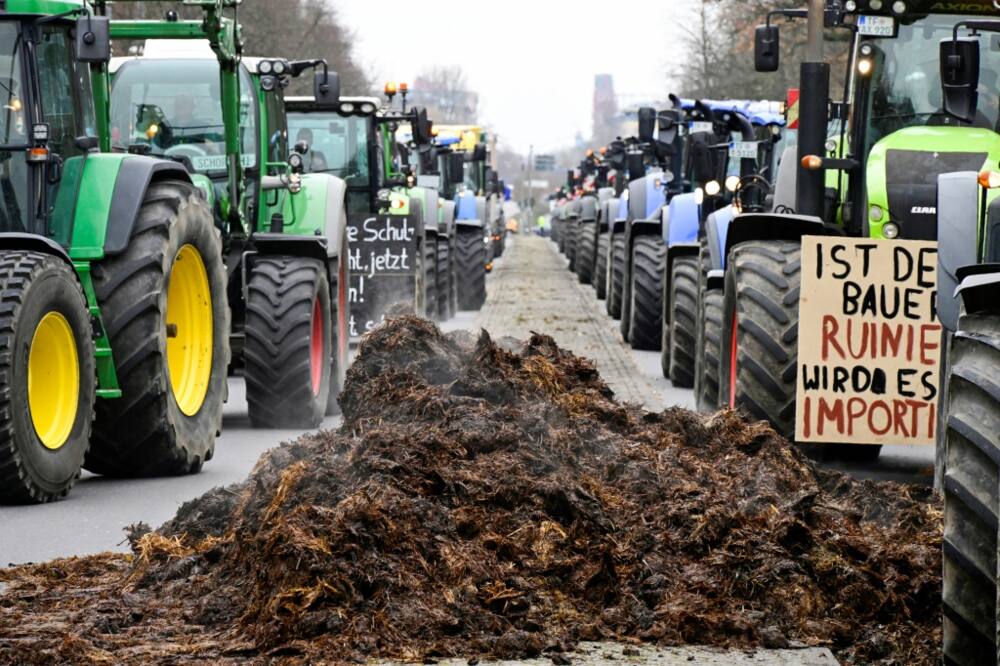 Farmers blocked a main road into central Berlin and dumped manure on the street in December after plans to end fuel and registration tax cuts