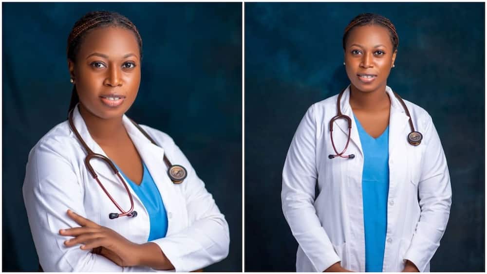 The lady posed confidently in her medical uniform.
Photo source: LinkedIn/Oluwaseun Alakija