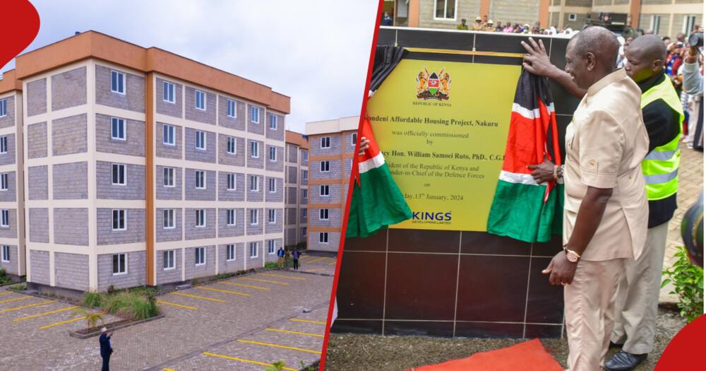 William Ruto unveils housing units in Nakuru county.