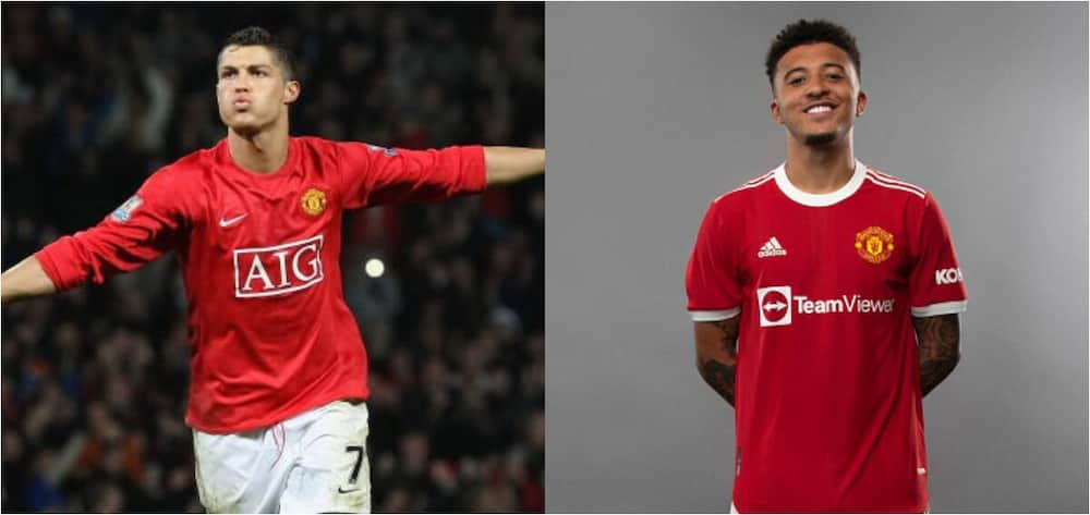 Man United legend Cristiano Ronaldo and Jadon Sancho.Photos by Ash Donelon and Matthew Peters.