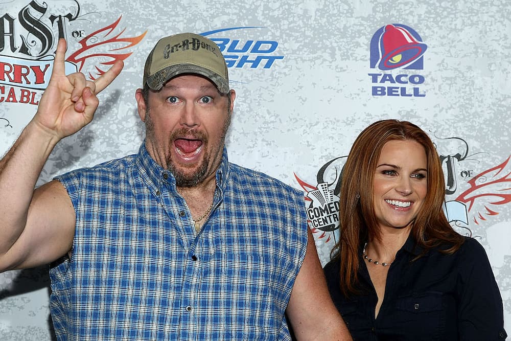 Larry The Cable Guy (R) and his wife Cara Whitney at The Warner Brothers Studio Lot