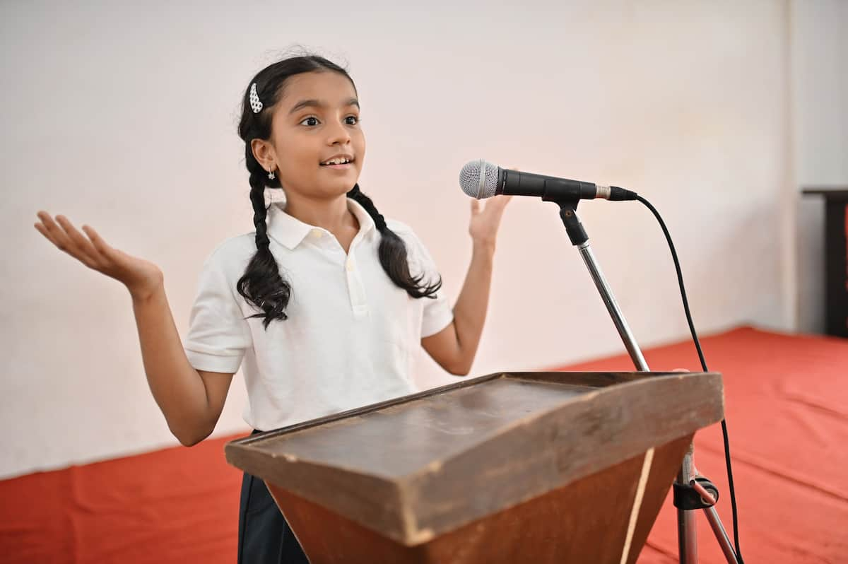 news presentation in school assembly