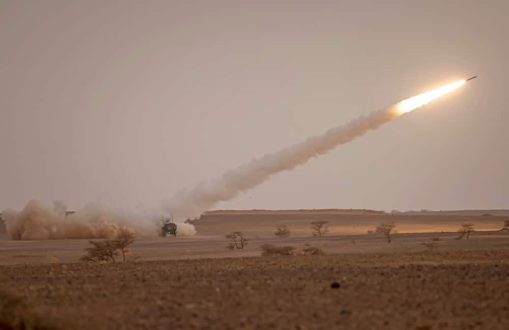A Himars precision rocket system is fired during a military exercise in southern Morocco in June 2022