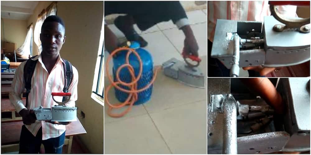 Young Nigerian boy invents pressing iron that uses gas