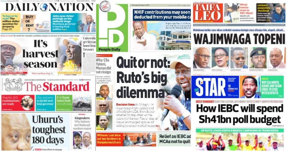 Kenyan Newspapers Review: William Ruto Claims Uhuru Kenyatta Fronting Raila to Rule Through Backdoor