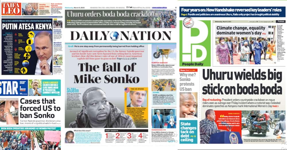 Kenyan Newspapers Review: Mike Sonko Defends Wife, 3 Daughters amidst US Travel Ban