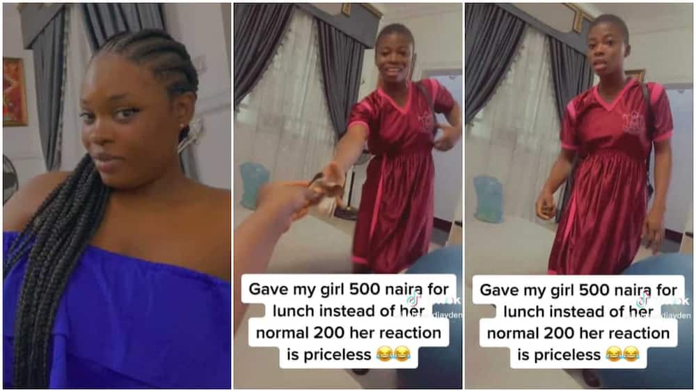 Showing pure kindness/house girl happy with N500.