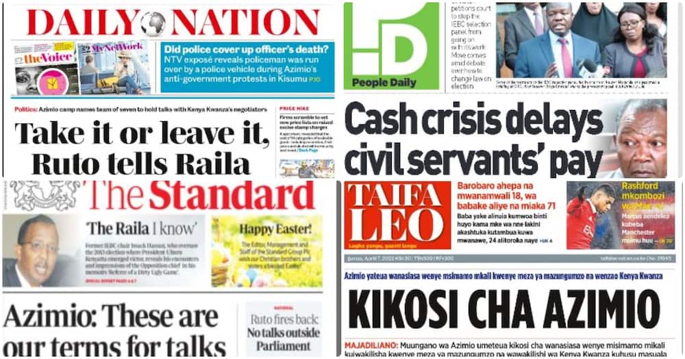 Kenyan newspapers for Friday, April 7.