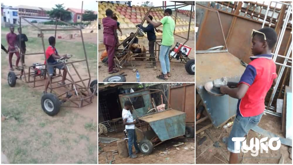 Building cars in Nigeria/Nigerian youths showed off their creativity.