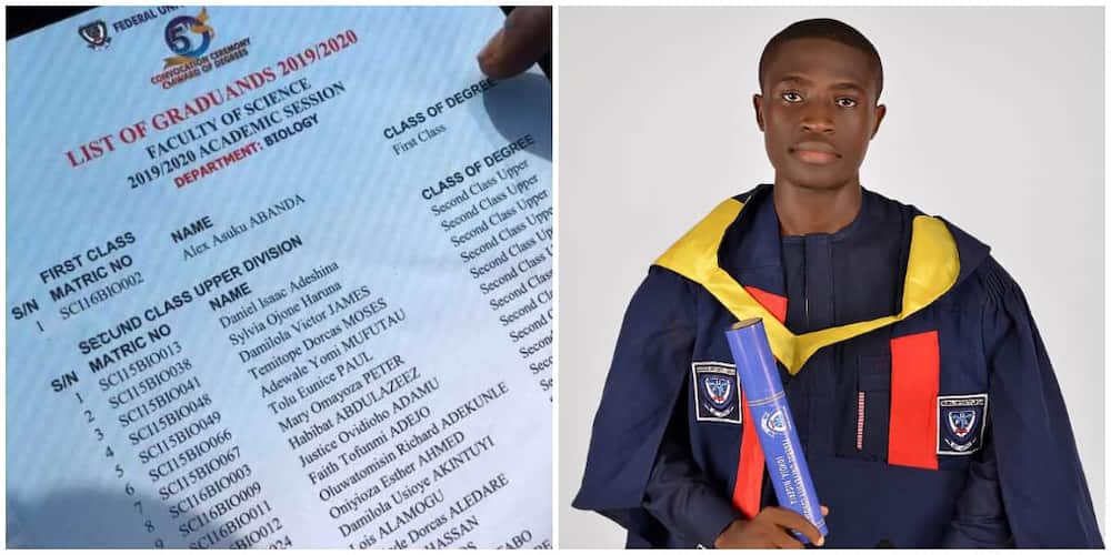 Young man bags award from federal university as he bags the only first-class in his department, celebrates