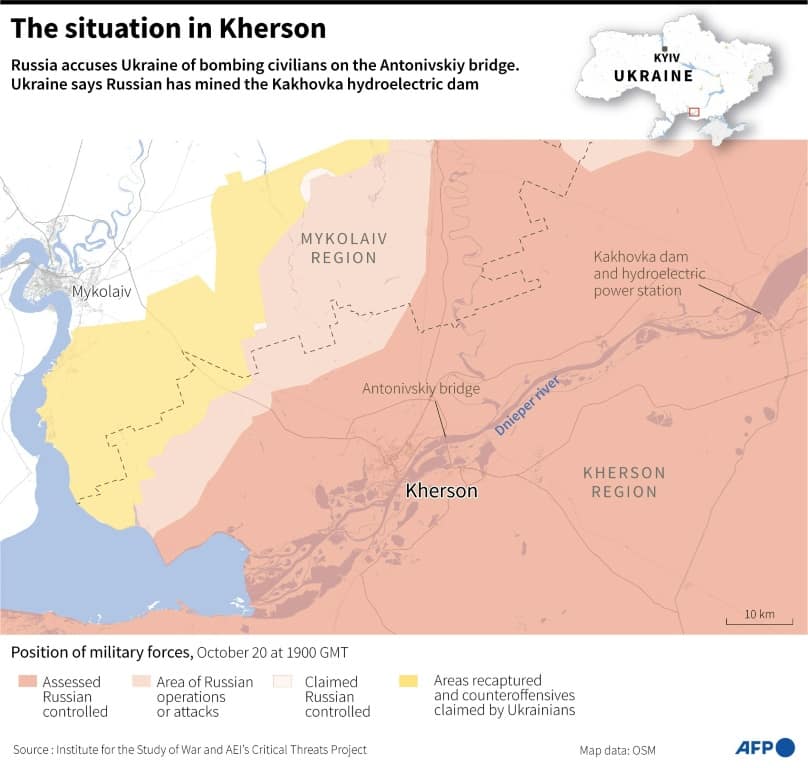 Map showing the situation in Kherson