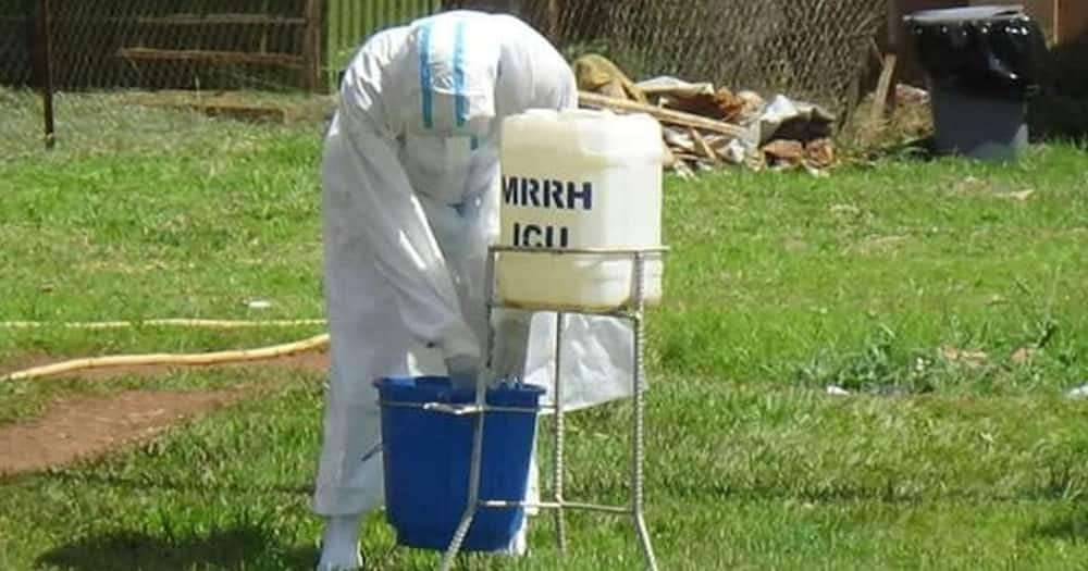 Person cleaning hands