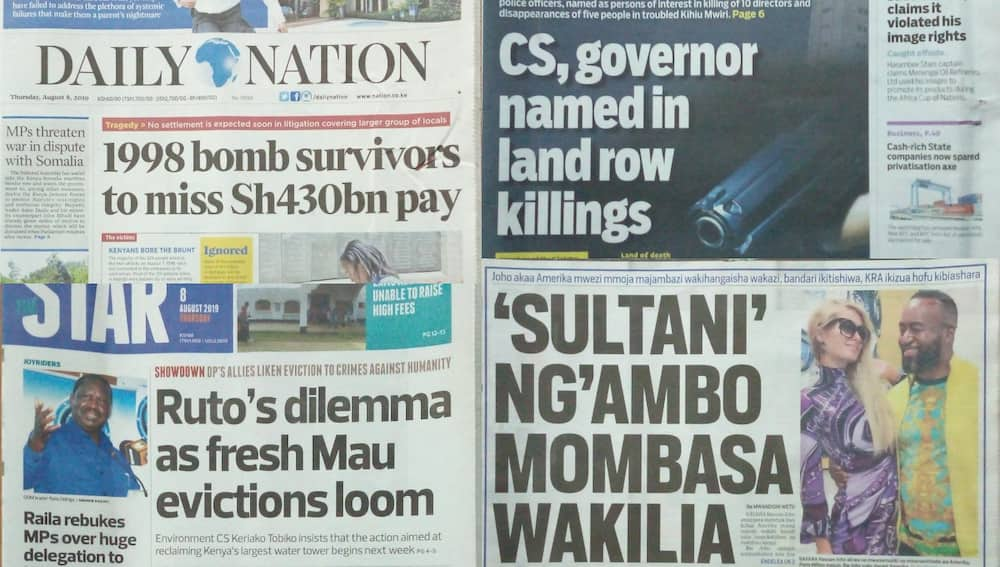 Magazeti ya Kenya Alhamisi, Agosti 8: Walioiba zawadi ya bunge wasakwa na maafisa wa DCI