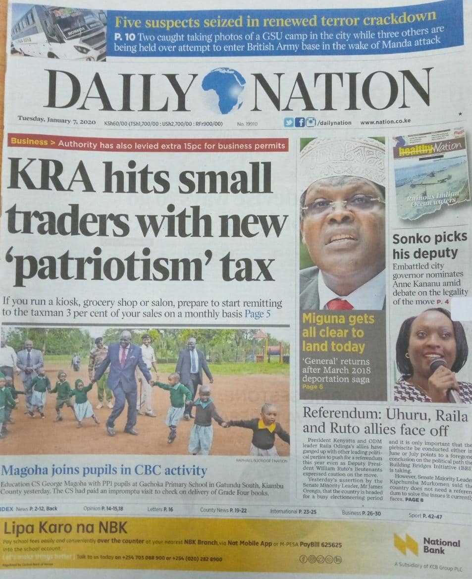Kenyan newspapers review for January 7: Kikuyu elders embroiled in dirty fight over KSh 8M handouts issued in Sugoi