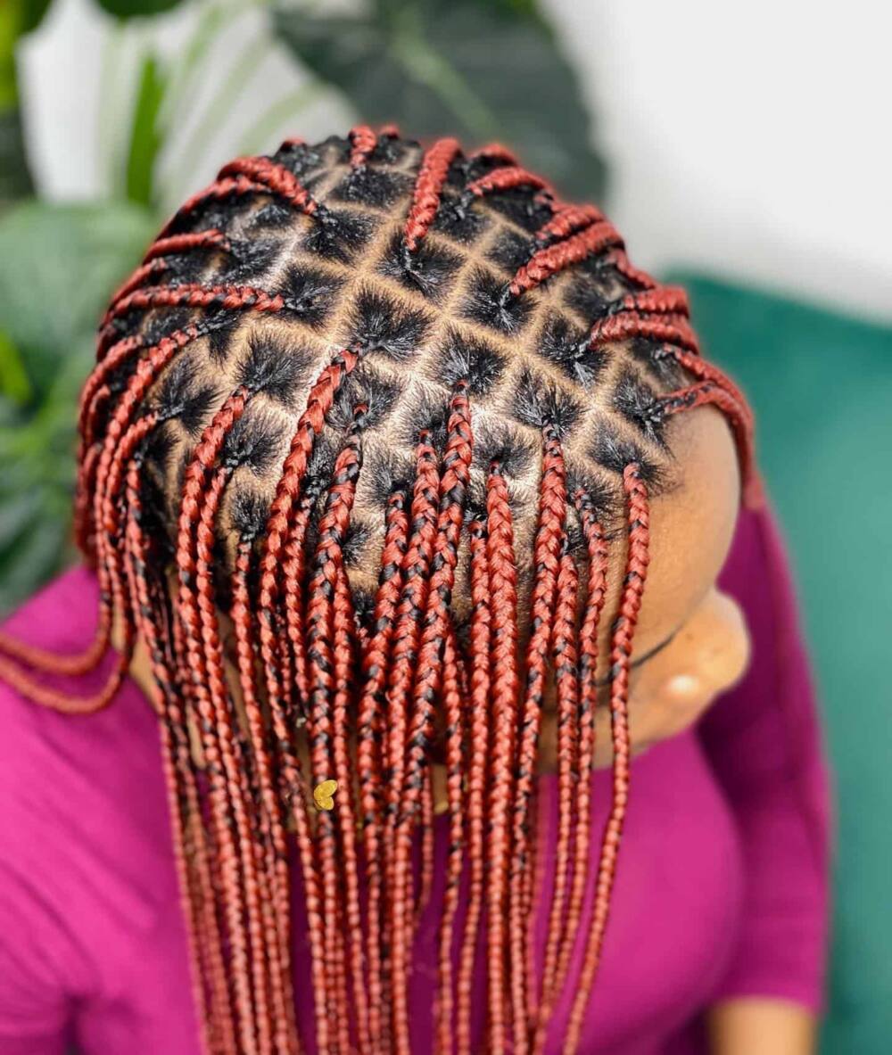 20 trendy burgundy knotless braids you should try out in 2023