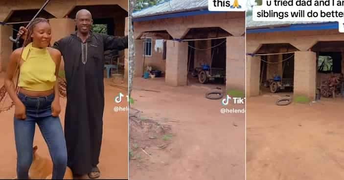 Lady flaunts her father's small house