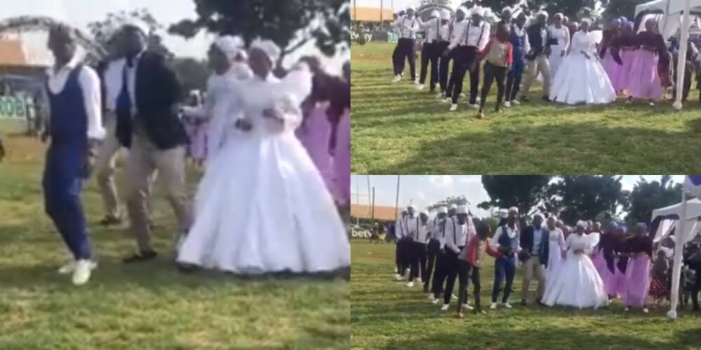 Akorino bridal party allow young boy to dance at wedding.