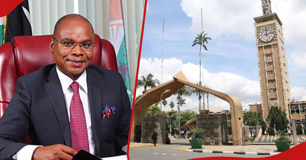 Collage of Speaker Amason Kingi (l)and Parliament Building (r)