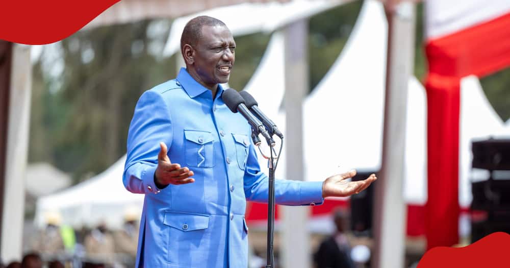 President William Ruto speaking at a church function.