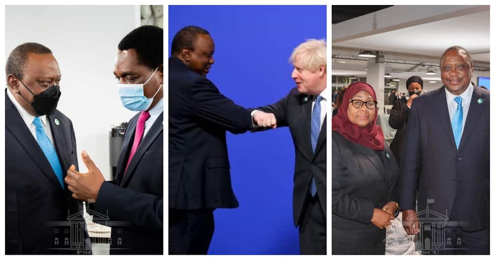 Kenyans are excited by photos of Uhuru meeting several world leaders.