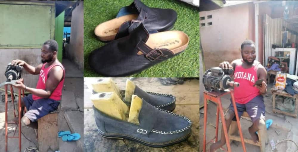 Emmanuel Kofi Attiso: A physically Challenged man who is makes gorgeous looking Shoes wows many