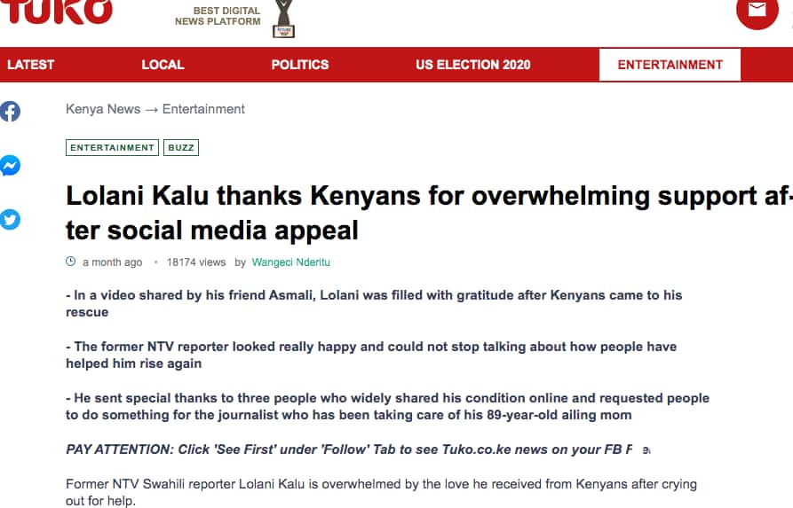 Lolani Kalu's comeback and 4 TUKO.co.ke’s stories that changed Kenyans' lives