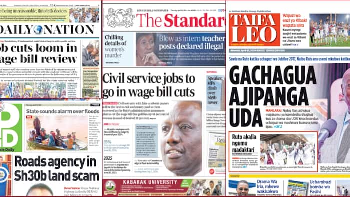 Kenyan Newspapers Review, April 18: Baringo Man Found Dead after Quarrel with Wife