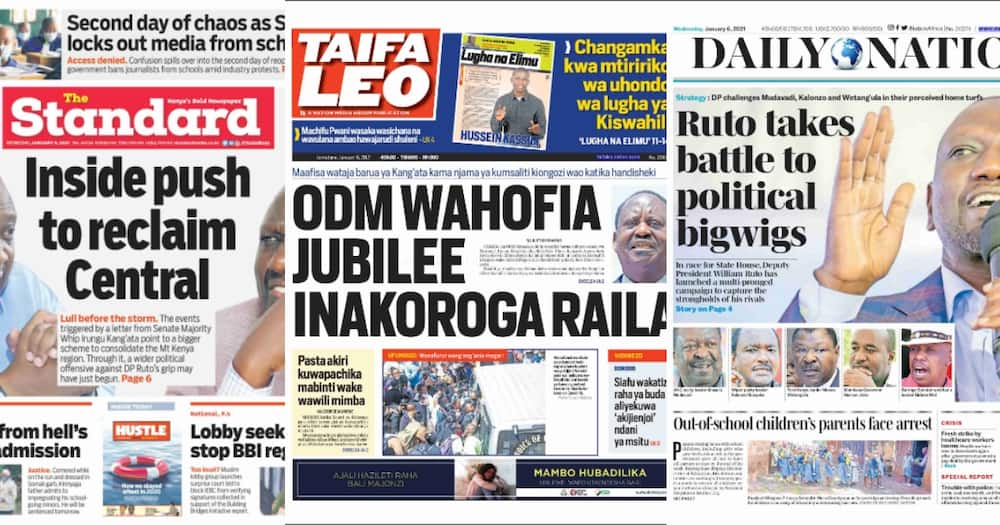 Newspapers review for January 6: ODM reads malice in Irungu Kang'ata's BBI letter to Uhuru