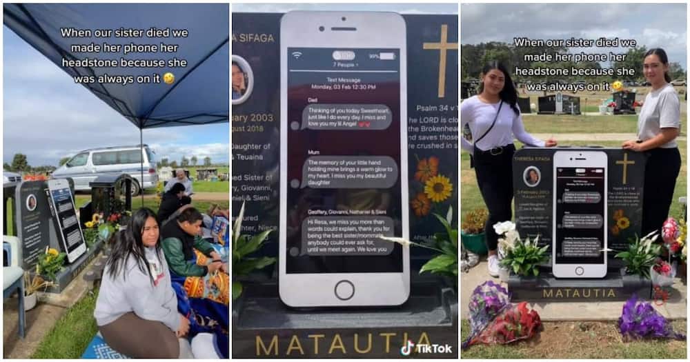 Theresa Sifaga, Manukau Memorial Gardens, New Zealand, phone-shaped tombstone.